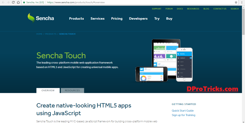 Mobile web app framework