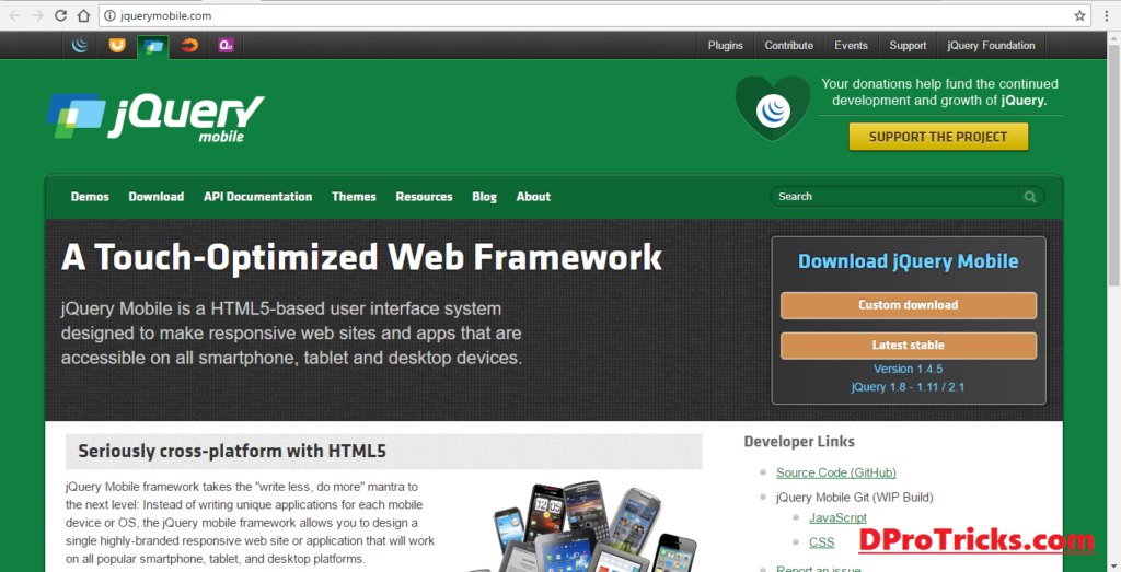 Mobile web app framework