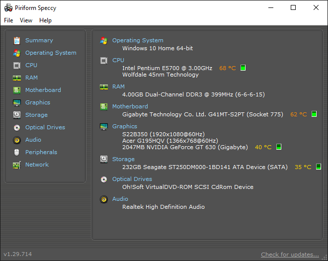 CPU Temp Monitor Windows 10 7
