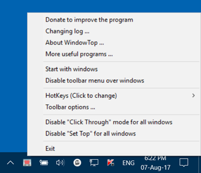 always on top windows 10 13
