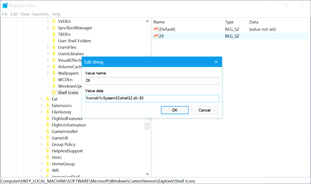 remove shortcut arrows windows 10 5