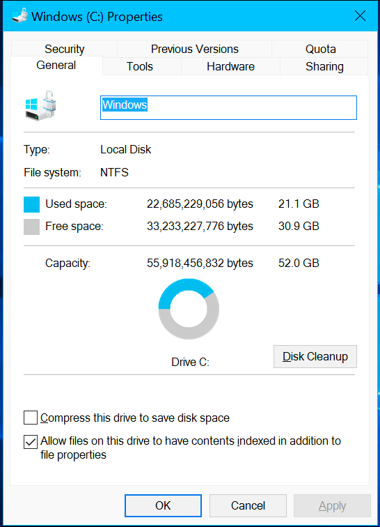 compress this drive to save disk space 2