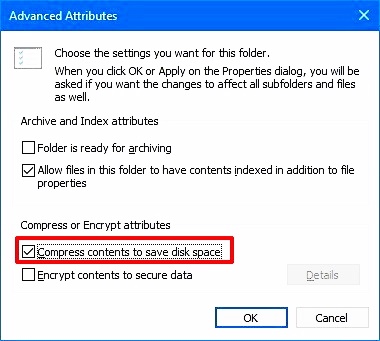 compress this drive to save disk space 5