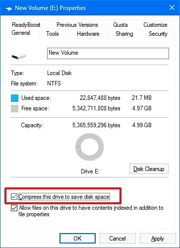 compress this drive to save disk space 8