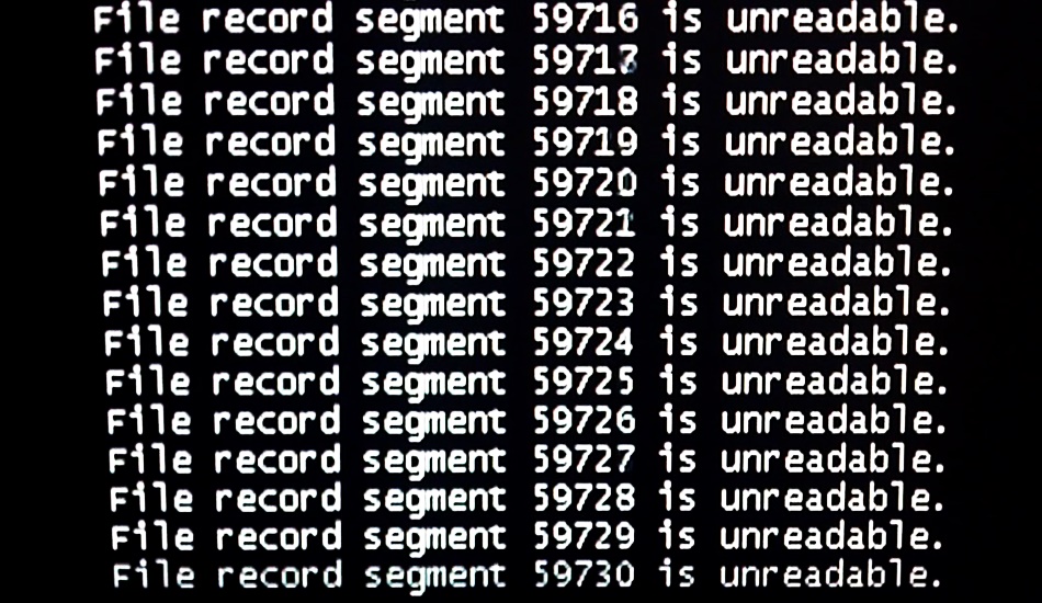 File record segment is unreadable